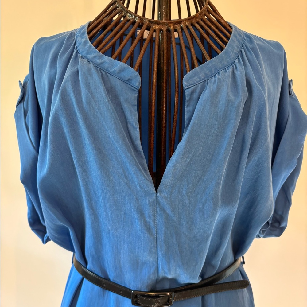 Gerard Darel Blue Midi Dress with Dolman Sleeves